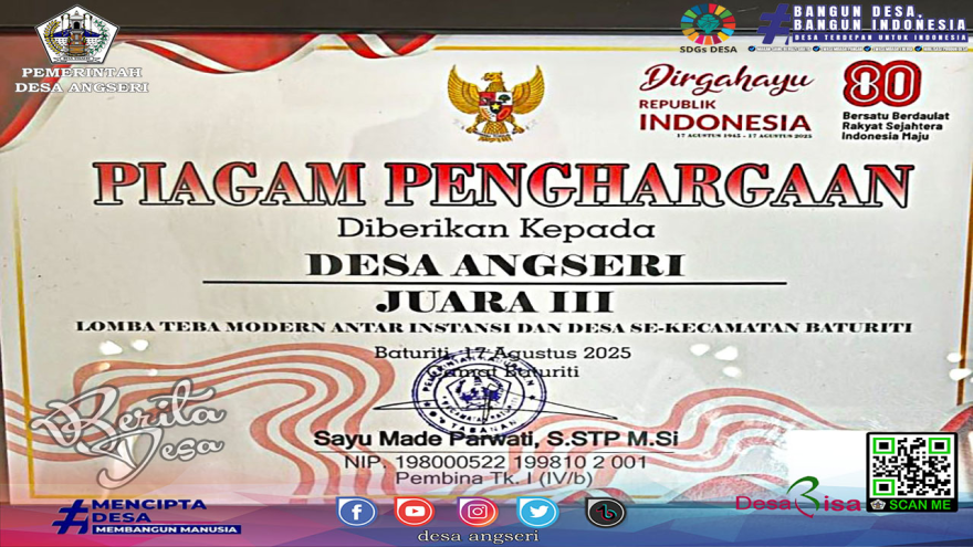 Semarak Peringatan HUT RI ke-80 di Baturiti, Desa Angseri Raih Kado Istimewa